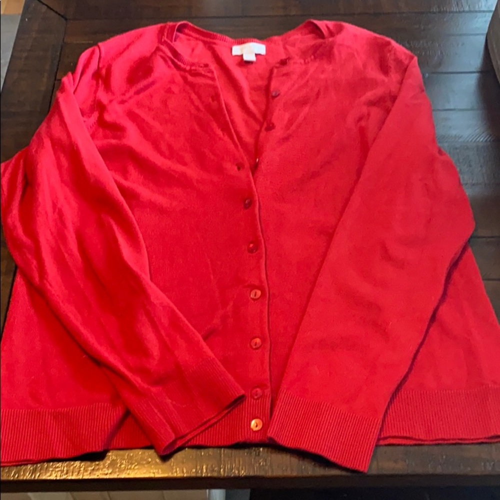 Red cardigan